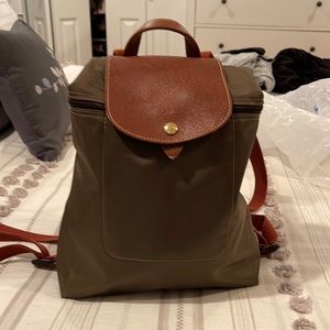 Longchamp Le Pliage Saca Green Nylon Leather Small Women's Original Backpack